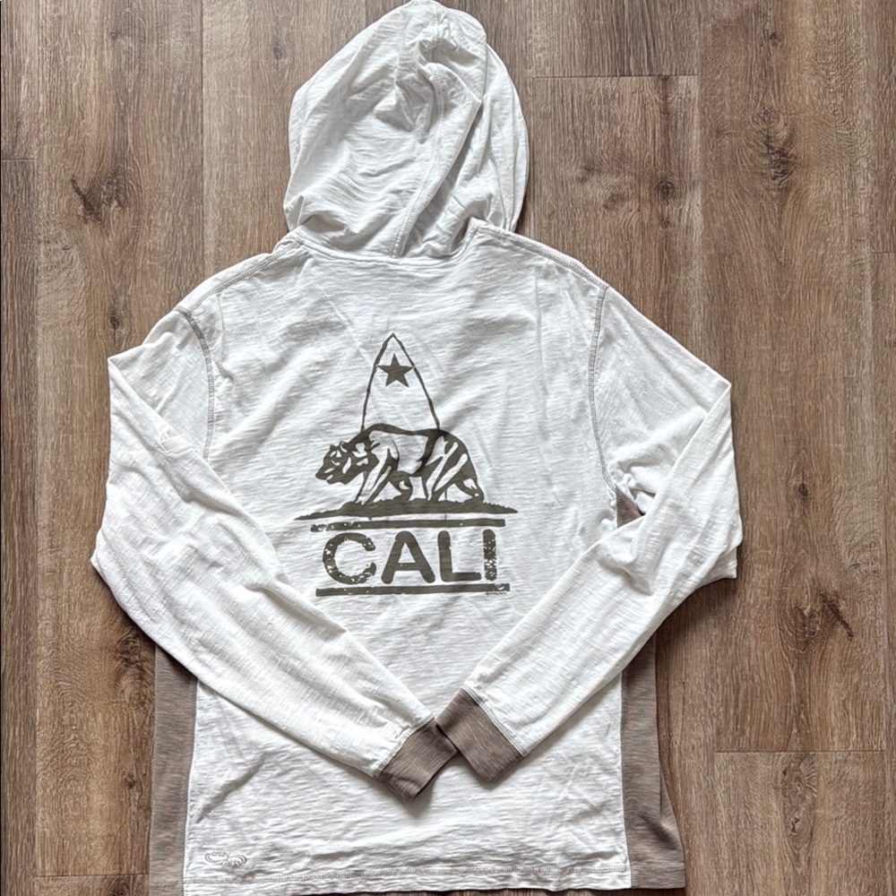 White and Tan “Cali” Soft Cotton Hooded Pullover - Picture 4 of 6